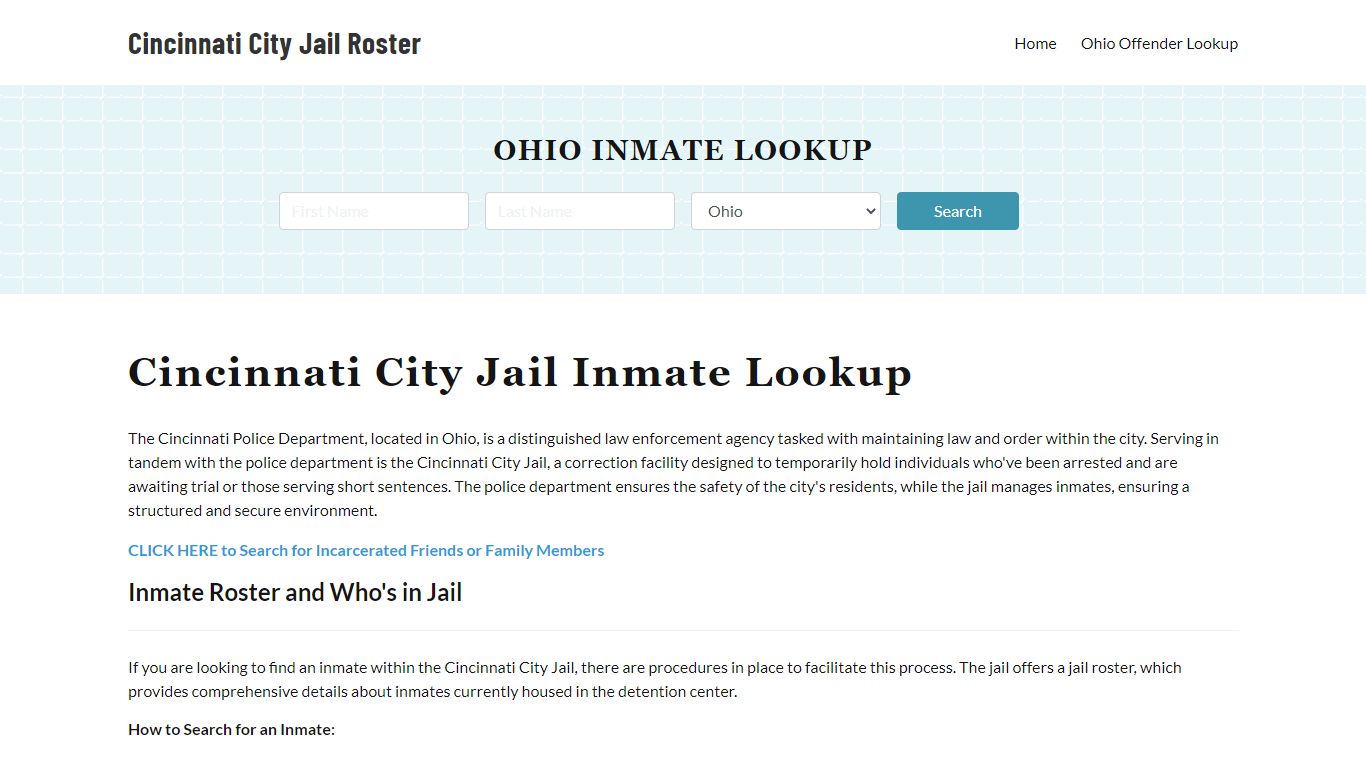 Cincinnati Police Department & City Jail, OH Inmate Roster, Arrests ...